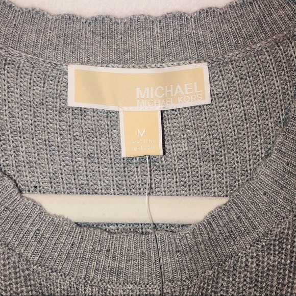 NWT Michael Kors Gray Lace Up Front Knit Sweater Size Medium - Picture 9 of 12